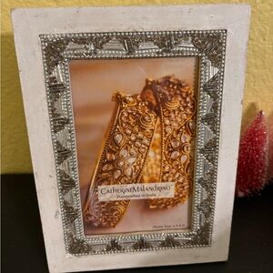 Elegant Silver Beaded Wooden Picture Frame